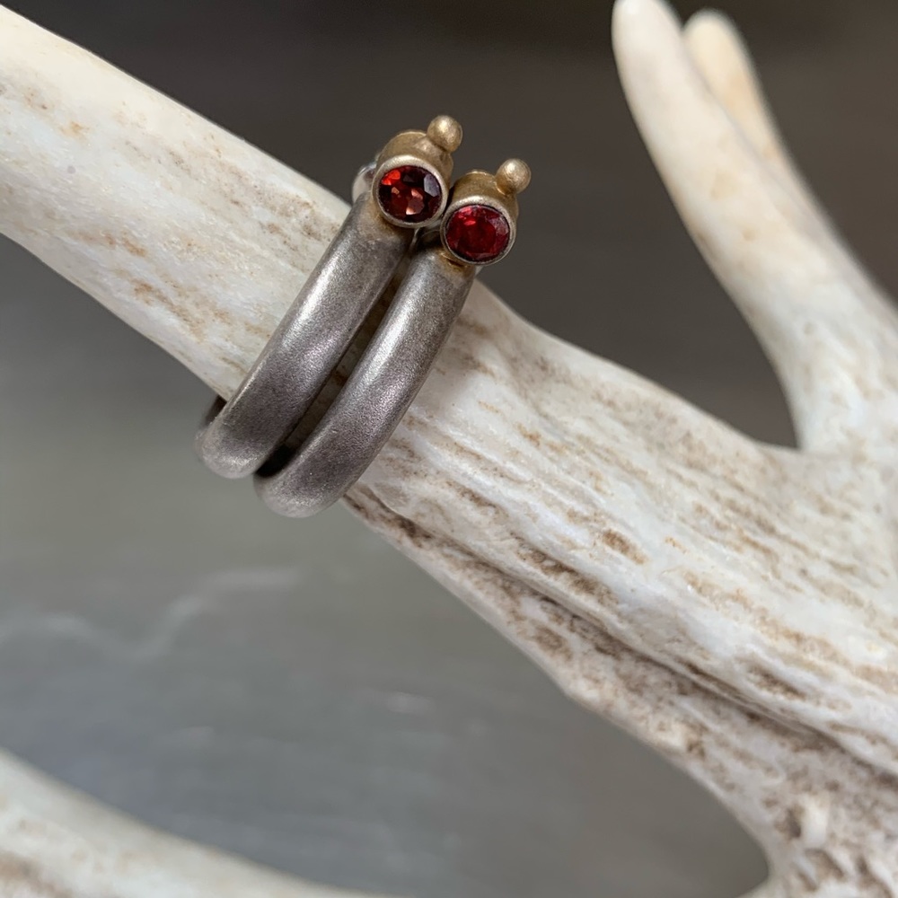Swiss Silver Earrings with Rubies